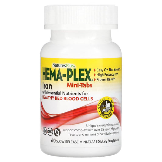 NaturesPlus-Hema-Plex-Iron with Essential Nutrients for Healthy Red Blood Cells-60 Slow Release Mini Tabs