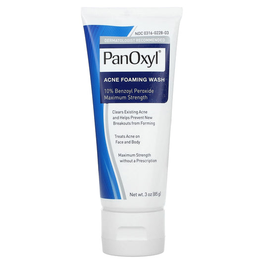 PanOxyl-Acne Foaming Wash-10% Benzoyl Peroxide-Maximum Strength-3 oz (85 g)