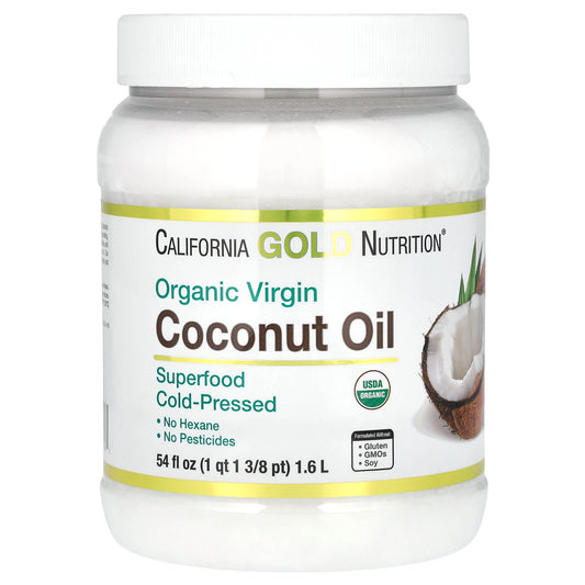 California Gold Nutrition-SUPERFOODS - Cold Pressed Organic Virgin Coconut Oil-54 fl oz (1.6 L)