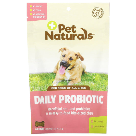 Pet Naturals-Daily Probiotic-For Dogs-All Sizes-60 Chews-2.54 oz (72 g)