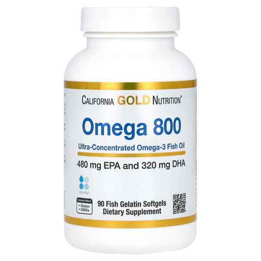 California Gold Nutrition-Omega 800 Pharmaceutical Grade Fish Oil-80% EPA/DHA-Triglyceride Form-1,000 mg-90 Fish Gelatin Softgels