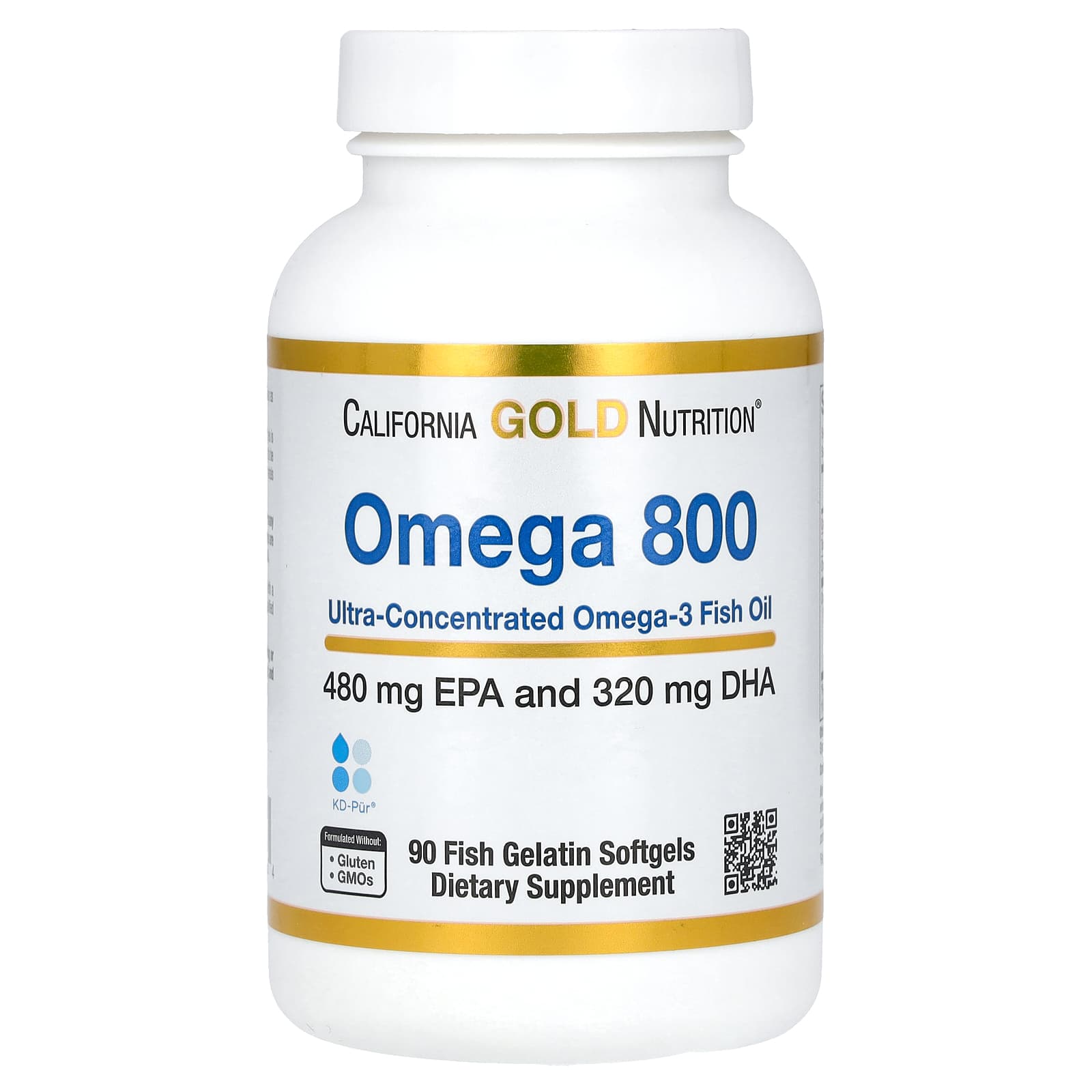 California Gold Nutrition-Omega 800 Pharmaceutical Grade Fish Oil-80% EPA/DHA-Triglyceride Form-1,000 mg-90 Fish Gelatin Softgels