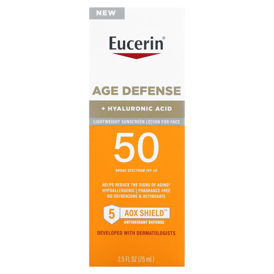 Eucerin-Age Defense-Lightweight Sunscreen Lotion For Face-SPF 50-Fragrance Free-2.5 fl oz (75 ml)