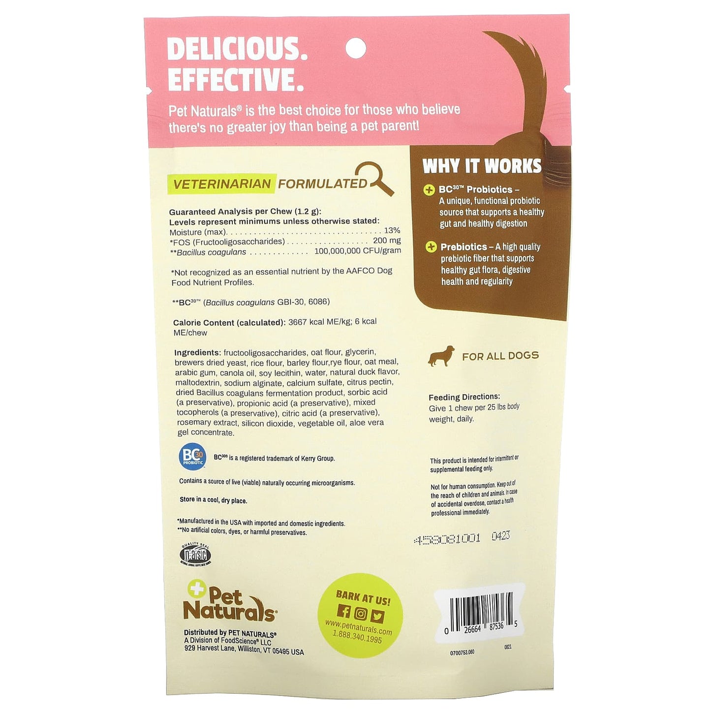 Pet Naturals, Daily Probiotic, For Dogs, All Sizes, 60 Chews, 2.54 oz (72 g)