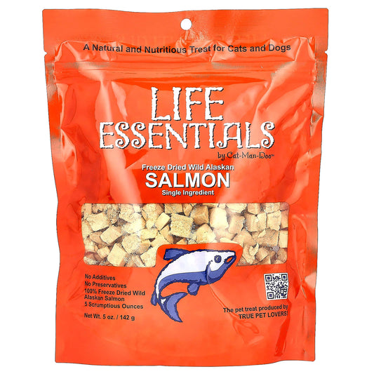 Cat-Man-Doo-Life Essentials-Freeze Dried Wild Alaskan Salmon-For Cats and Dogs-5 oz (142 g)