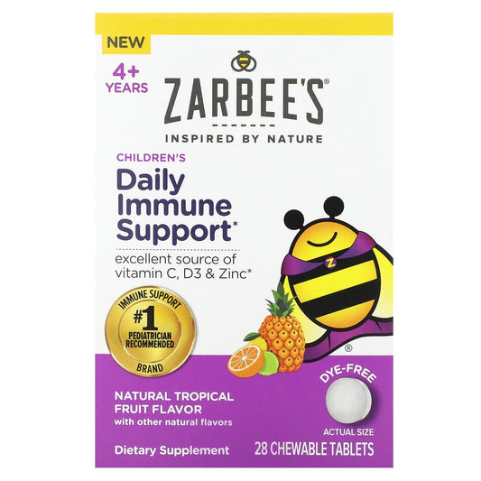 Zarbee's-Children's Daily Immune Support-4+ Years-Natural Tropical Fruit-28 Chewable Tablets