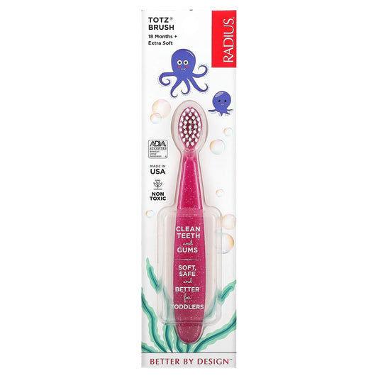 RADIUS-Totz Toothbrush-18 + Months-Extra Soft-Pink Sparkle-1 Toothbrush