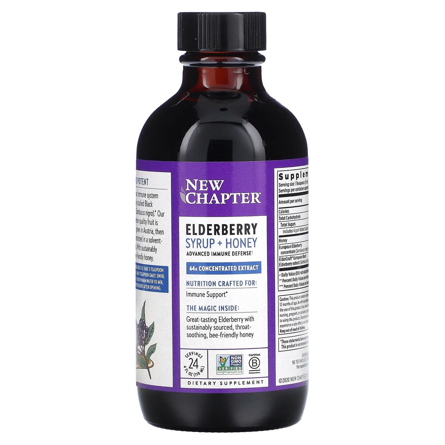 New Chapter, Elderberry Syrup + Honey , 4 fl oz (118 ml)