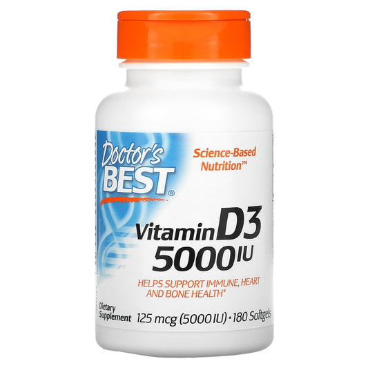 Doctor's Best-Vitamin D3-125 mcg (5,000 IU)-180 Softgels