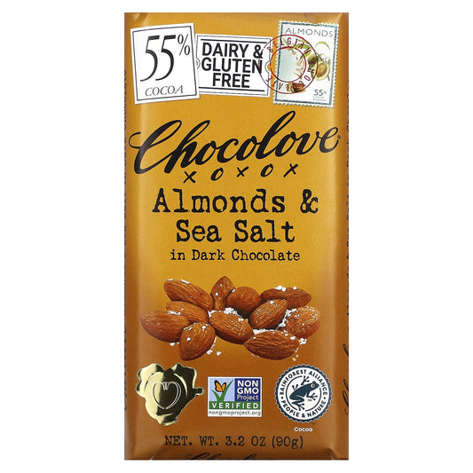 Chocolove-Almonds & Sea Salt in Dark Chocolate-55% Cocoa-3.2 oz (90 g)