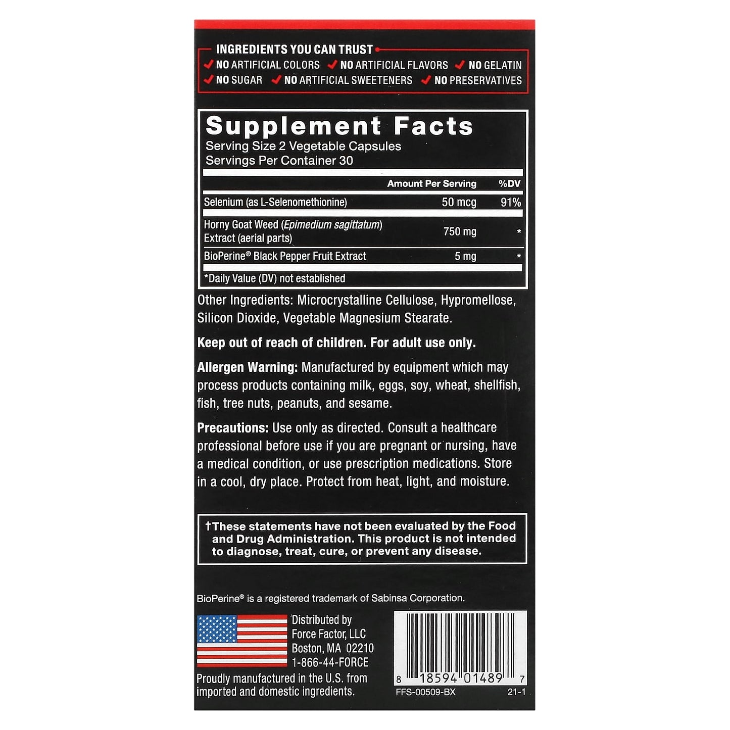 Force Factor, Fundamentals, Horny Goat Weed, 60 Capsules