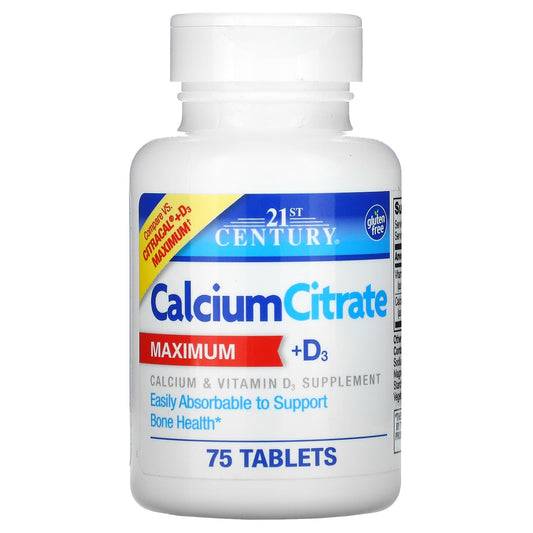 21st Century-Calcium Citrate + D3 Maximum-75 Tablets