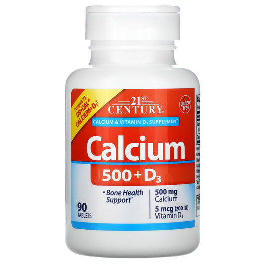 21st Century-Calcium 500 + D3-5 mcg (200 IU)-90 Tablets