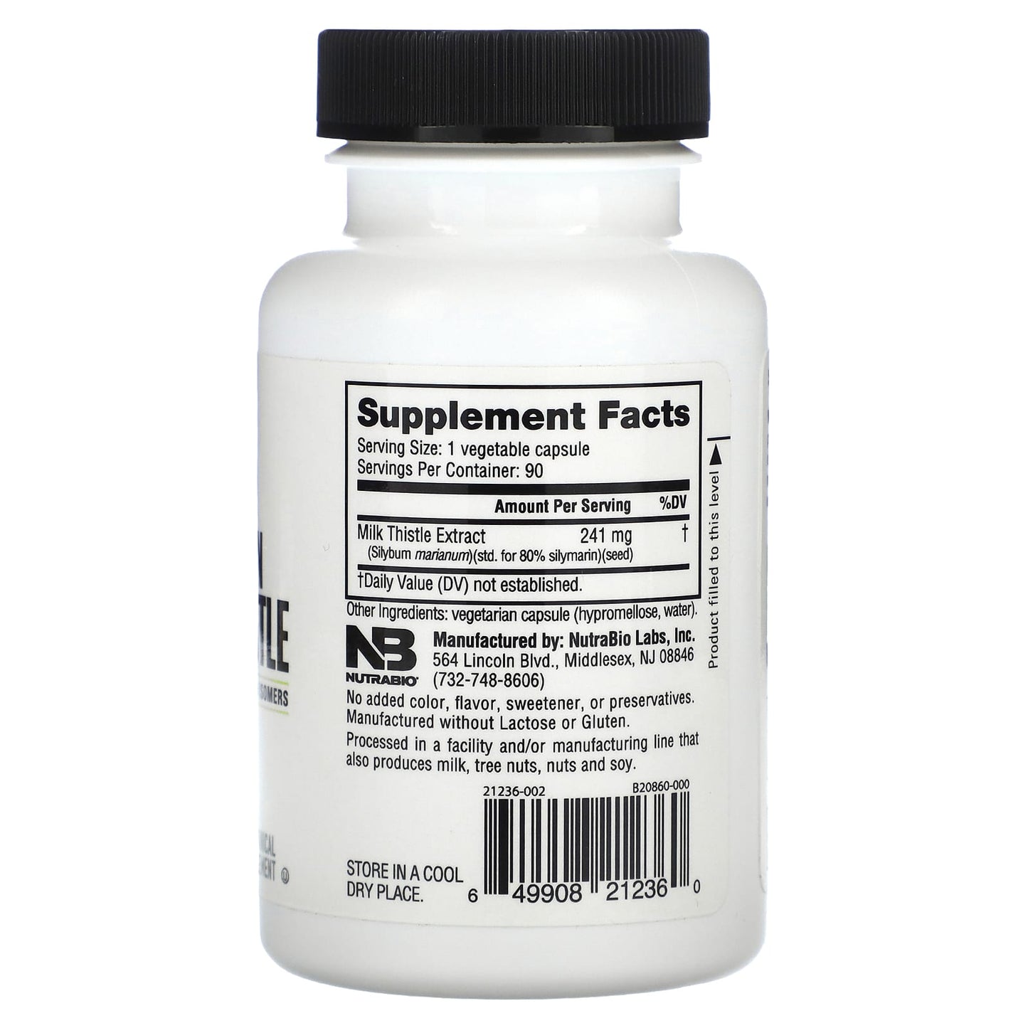 NutraBio, European Milk Thistle, 241 mg, 90 Capsules