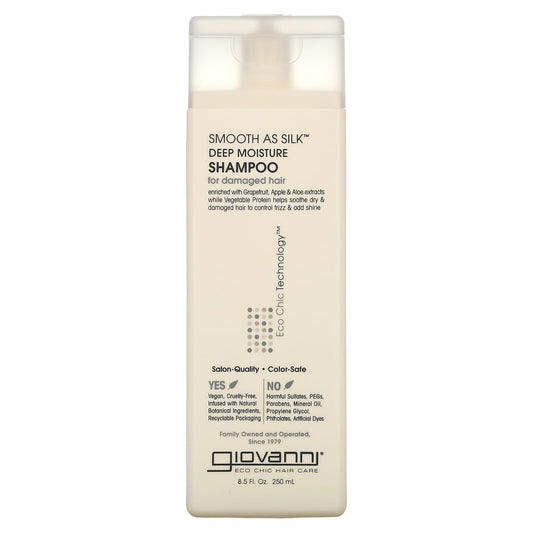 Giovanni-Smooth As Silk-Deep Moisture Shampoo-For Damaged Hair-8.5 fl oz (250 ml)