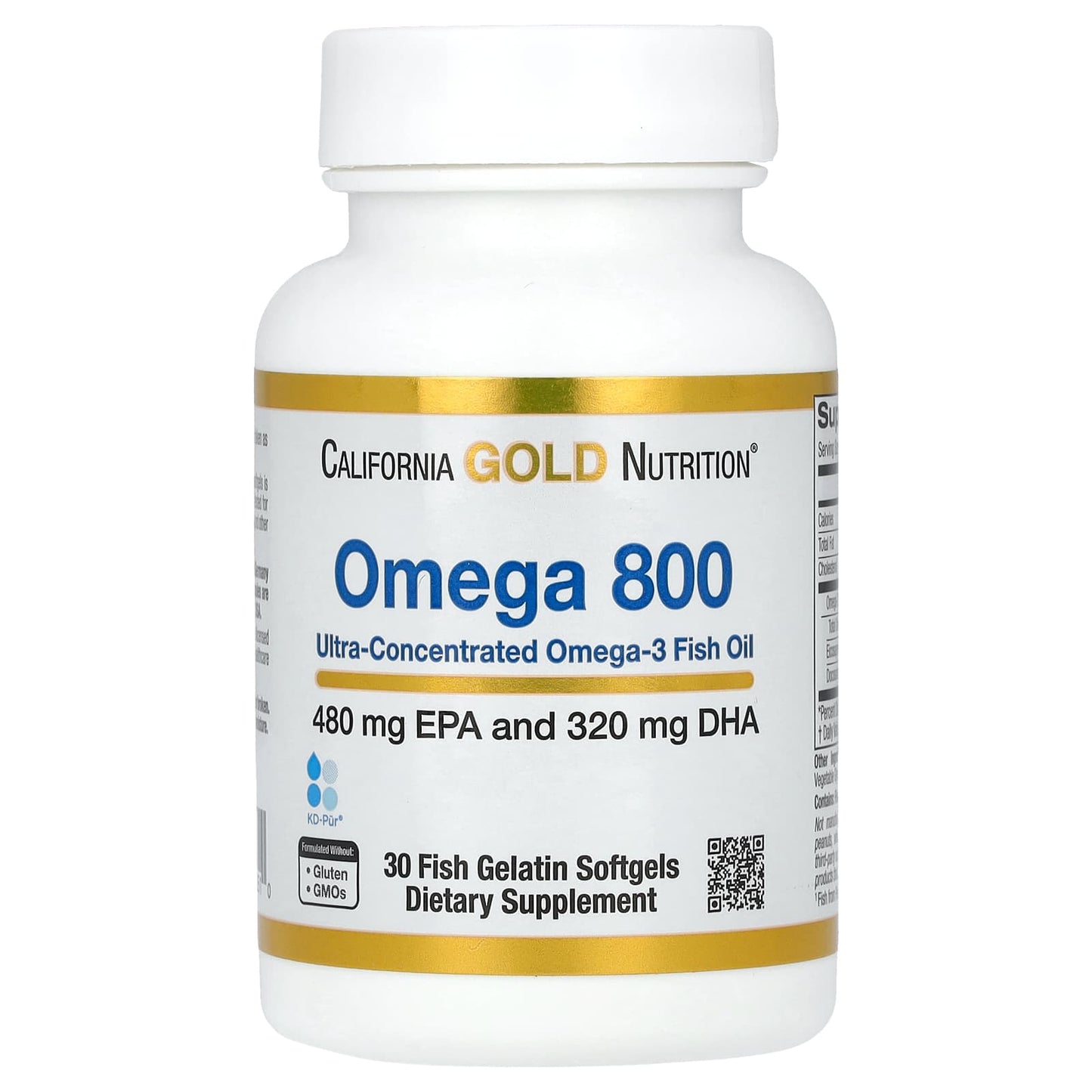California Gold Nutrition-Omega 800 Pharmaceutical Grade Fish Oil-80% EPA/DHA-Triglyceride Form-1,000 mg-30 Fish Gelatin Softgels