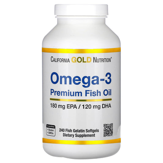California Gold Nutrition-Omega-3-Premium Fish Oil-240 Fish Gelatin Softgels