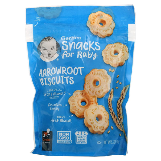 Gerber-Snacks for Baby-Arrowroot Biscuits-10+ Months-5.5 oz (155 g)