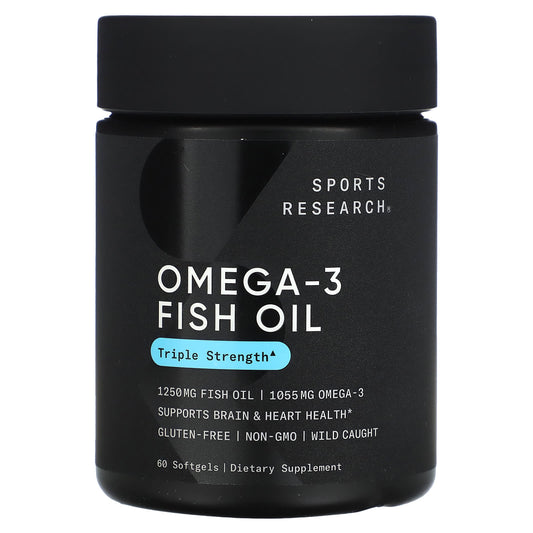 Sports Research-Omega-3 Fish Oil-Triple Strength-60 Softgels