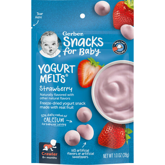 Gerber-Snacks for Baby-Yogurt Melts-8+ Months-Strawberry-1 oz (28 g)
