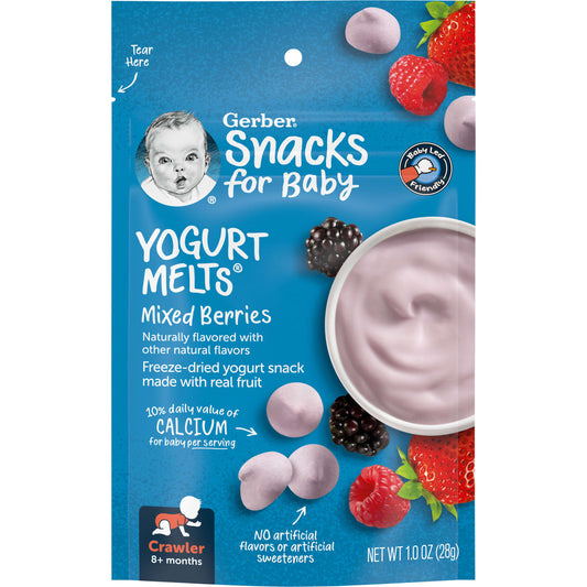 Gerber-Snacks for Baby-Yogurt Melts-8+ Months-Mixed Berries-1 oz (28 g)