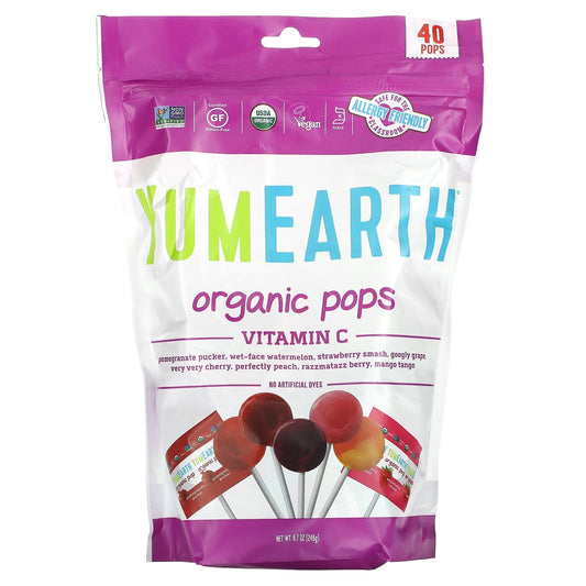 YumEarth-Organic Pops-Vitamin C-Assorted-40 Pops-8.7 oz (248 g)