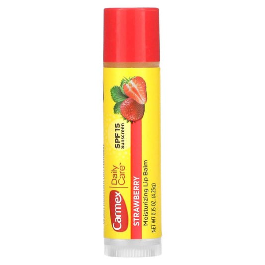 Carmex-Daily Care-Moisturizing Lip Balm-Strawberry-SPF 15-0.15 oz (4.25 g)