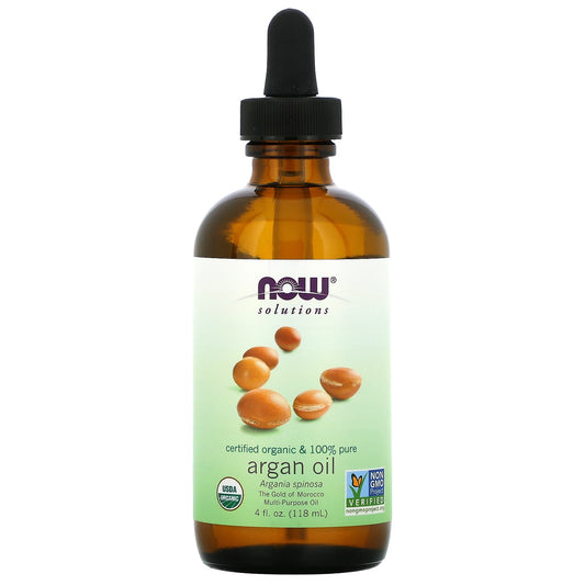 NOW Foods-Solutions-Certified Organic & 100% Pure Argan Oil-4 fl oz (118 ml)