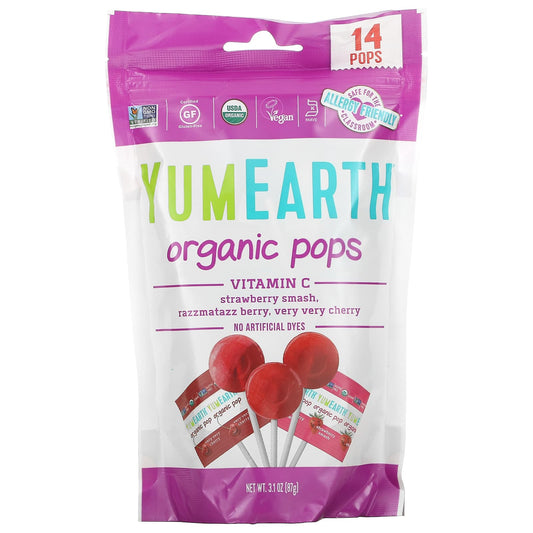 YumEarth-Organic Pops-Vitamin C-Assorted-14 Pops-3.1 oz (87 g)
