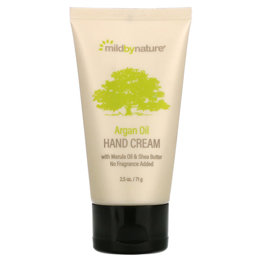Mild By Nature-Argan Oil Hand Cream with Marula Oil & Coconut Oil plus Shea Butter-Soothing and Unscented-2.5 oz (71 g)