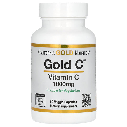 California Gold Nutrition-Gold C-USP Grade Vitamin C-1,000 mg-60 Veggie Capsules