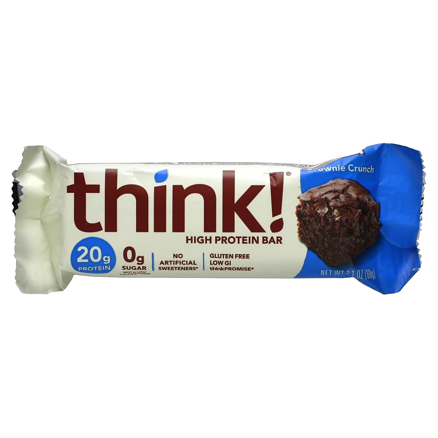Think !, High Protein Bars, Brownie Crunch, 5 Bars, 2.1 oz (60 g) Each