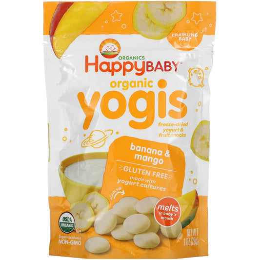 Happy Family Organics-Yogis-Freeze Dried Yogurt & Fruit Snacks-Banana & Mango-1 oz (28 g)