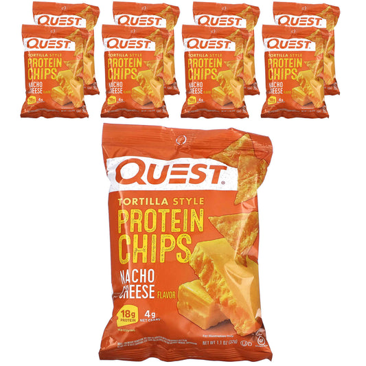 Quest Nutrition-Tortilla Style Protein Chips-Nacho Cheese-8 Bags-1.1 oz (32 g ) Each