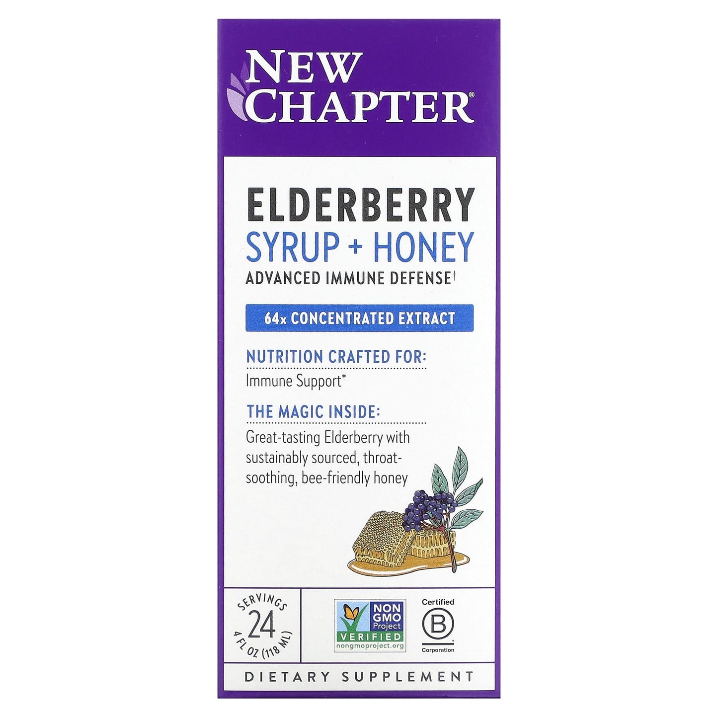 New Chapter-Elderberry Syrup + Honey -4 fl oz (118 ml)