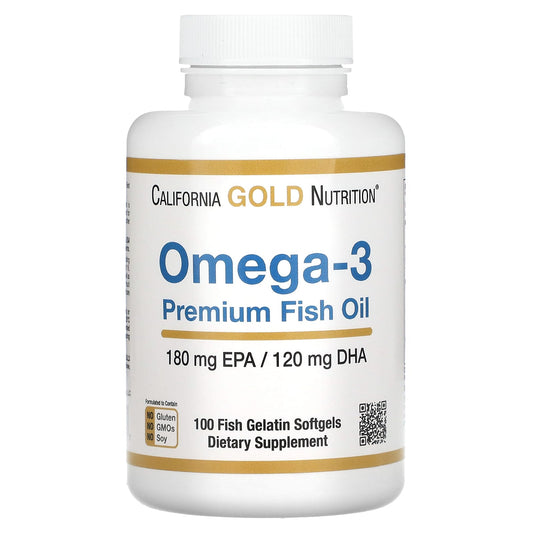 California Gold Nutrition-Omega-3 Premium Fish Oil-100 Fish Gelatin Softgels