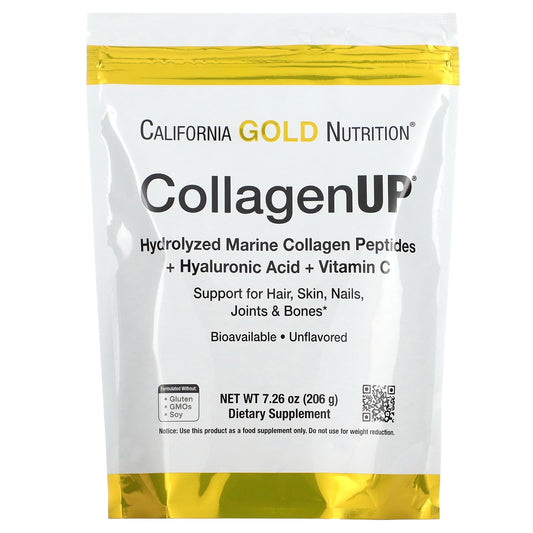 California Gold Nutrition-CollagenUP-Hydrolyzed Marine Collagen Peptides with Hyaluronic Acid and Vitamin C-Unflavored-7.26 oz (206 g)