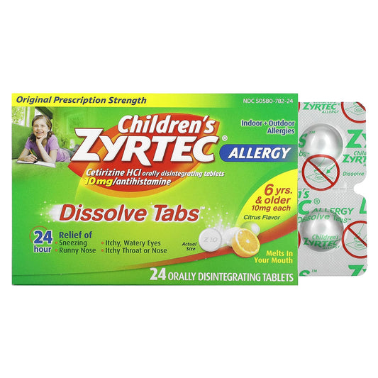Zyrtec-Children's Allergy-Dissolve Tabs-6+ Years-Citrus-10 mg-24 Orally Disintegrating Tablets