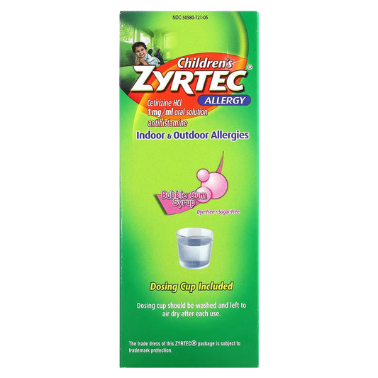 Zyrtec-Children's Allergy-Relief Syrup- 2+ Years-Bubble Gum-4 fl oz (118 ml)