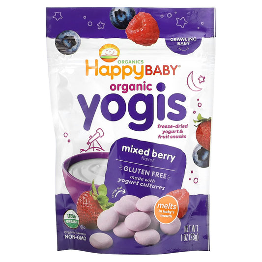 Happy Family Organics-Organic Yogis-Freeze Dried Yogurt & Fruit Snacks-Mixed Berry-1 oz (28 g)