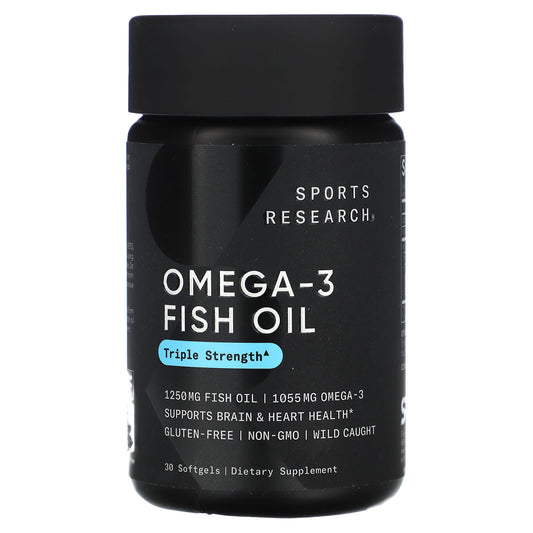 Sports Research-Omega-3 Fish Oil-Triple Strength -30 Softgels