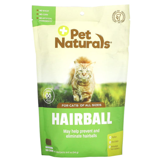 Pet Naturals-Hairball-For Cats-All Sizes-Approx. 160 Chews-8.47 oz (240 g)