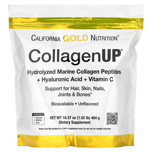 California Gold Nutrition-CollagenUP-Hydrolyzed Marine Collagen Peptides with Hyaluronic Acid and Vitamin C-Unflavored-16.37 oz (464 g)