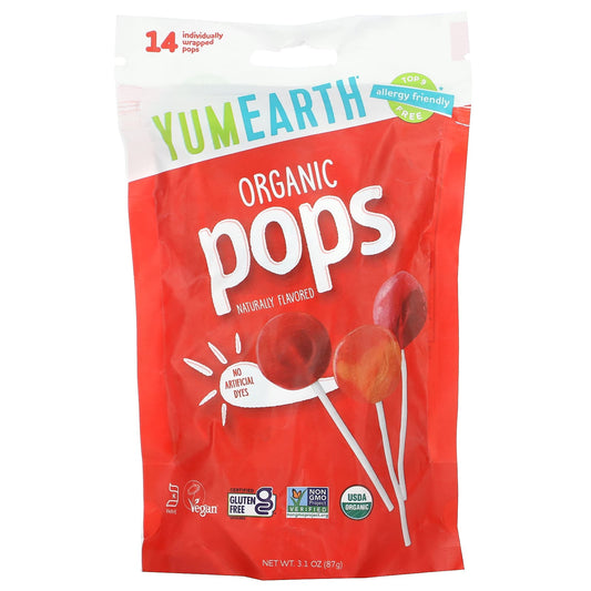 YumEarth-Organic Pops-Assorted-14 Individually Wrapped Pops-3.1 oz (87 g)