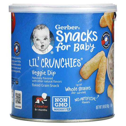 Gerber-Snacks for Baby-Lil' Crunchies-Baked Grain Snack-8+ Months-Veggie Dip-1.48 oz (42 g)