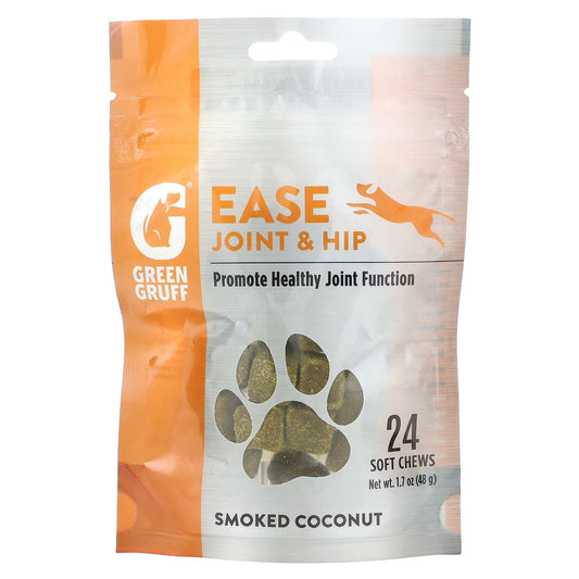 Green Gruff-Ease Joint & Hip-Smoked Coconut-24 Soft Chews-1.7 oz (48 g)