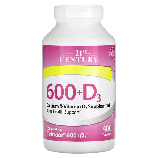 21st Century-600+D3-Calcium & Vitamin D3 Supplement-400 Tablets