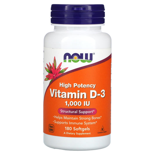 NOW Foods-Vitamin D-3-High Potency-1,000 IU-180 Softgels