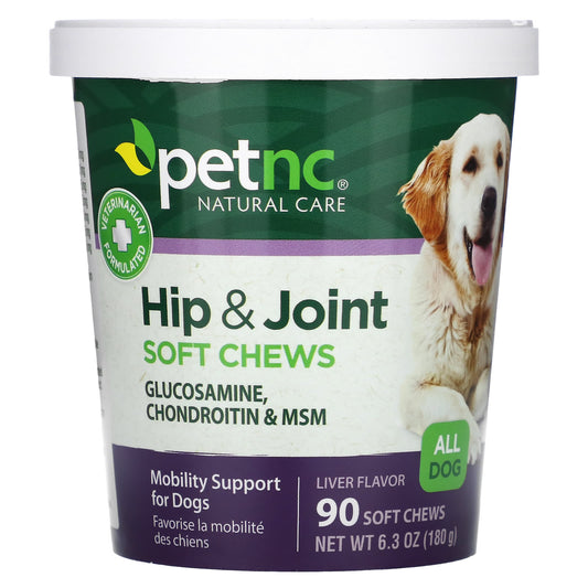 petnc NATURAL CARE-Hip & Joint-All Dog-Liver-90 Soft Chews-6.3 oz (180 g)