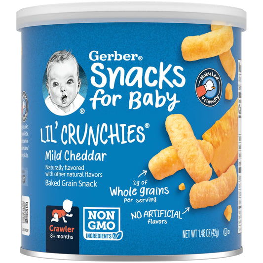 Gerber-Snacks for Baby-Lil' Crunchies-Baked Grain Snack-8+ Months-Mild Cheddar-1.48 oz (42 g)